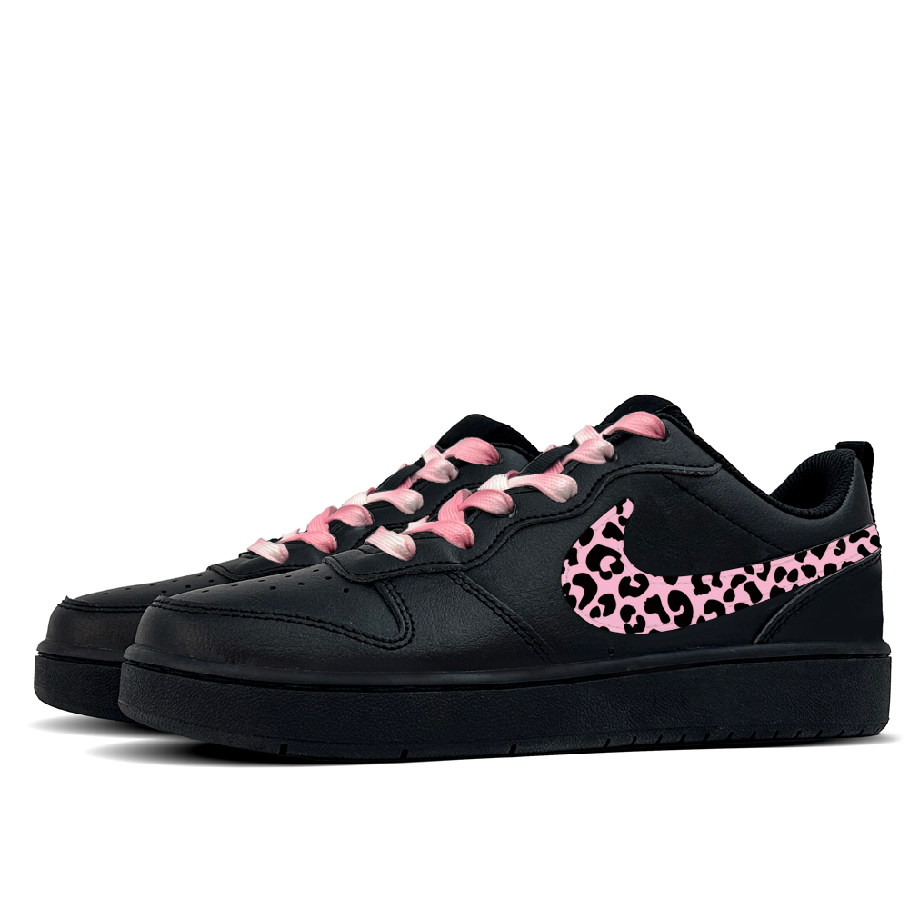 Nike Court Borough Pink Ribbon Leather Slip Resistant Low top Kids' Skateboarding Shoes Black Teenagers — фото 4