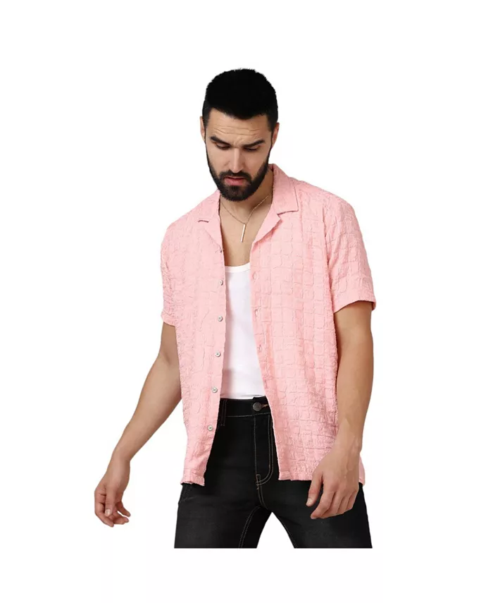 

Мужская рубашка Baby Pink с рельефными складками Campus Sutra, розовый