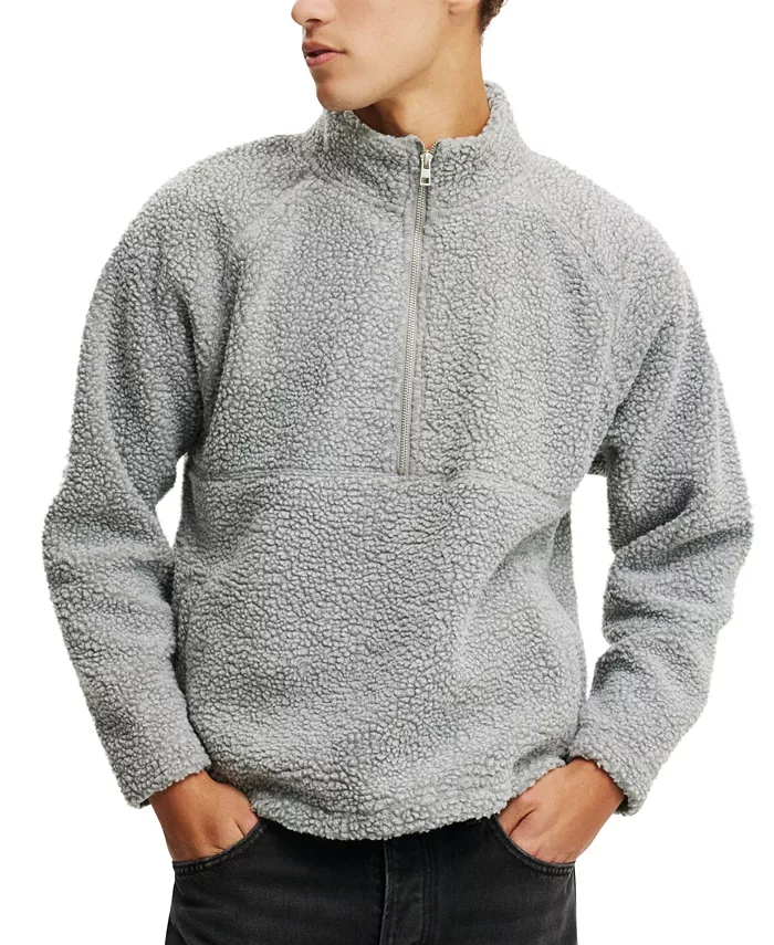 

Мужской флисовый свитшот Teddy 1/2 Zip COTTON ON, серебряный