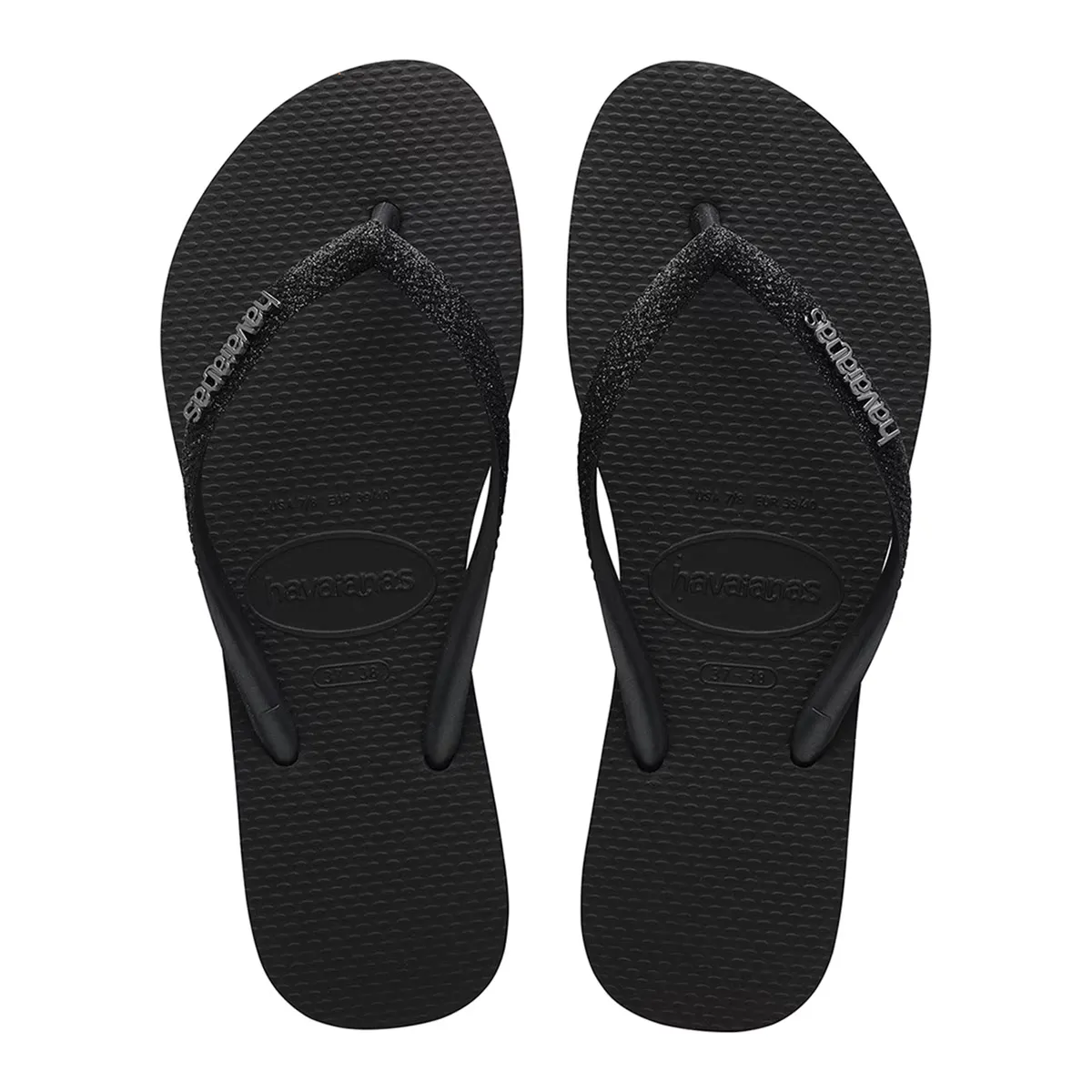 Женские шлепанцы для ванны Slim Glitter Ii Havaianas, чёрный