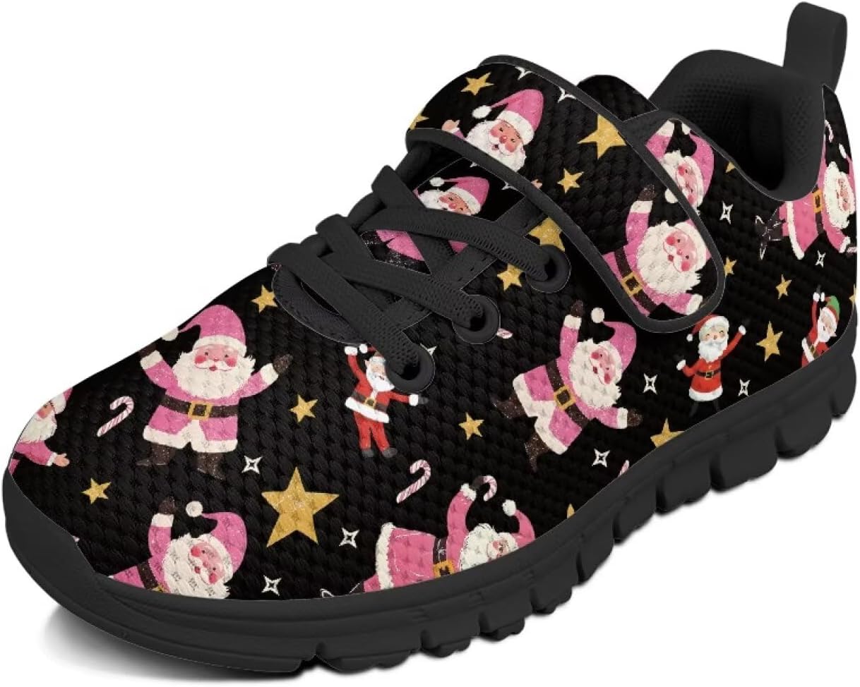 

Детские спортивные кроссовки для девочек на рождественскую тематику с застежкой-липучкой, милым принтом, из дышащей сетки, для малышей и детей постарше, размер US 10.5-2.5 Watdotory, Cute Santa Claus Stars
