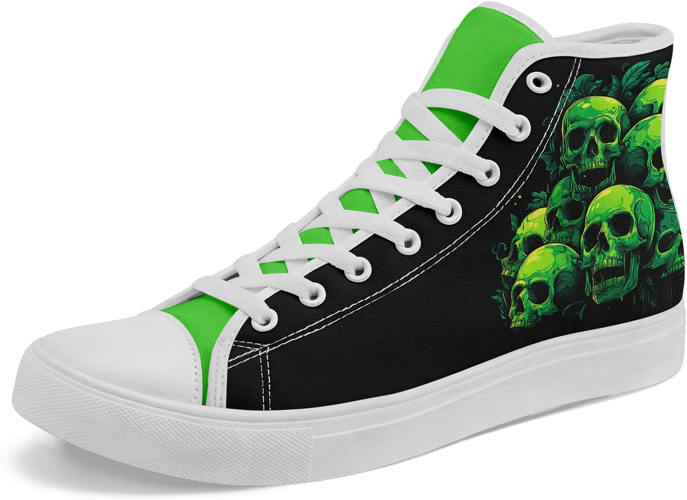 

Унисекс высокие кеды с готическим черепом для мужчин и женщин, стильные панк-кеды с изображением черепа, удобная повседневная обувь на плоской подошве Awsole, белый/черный/зеленый