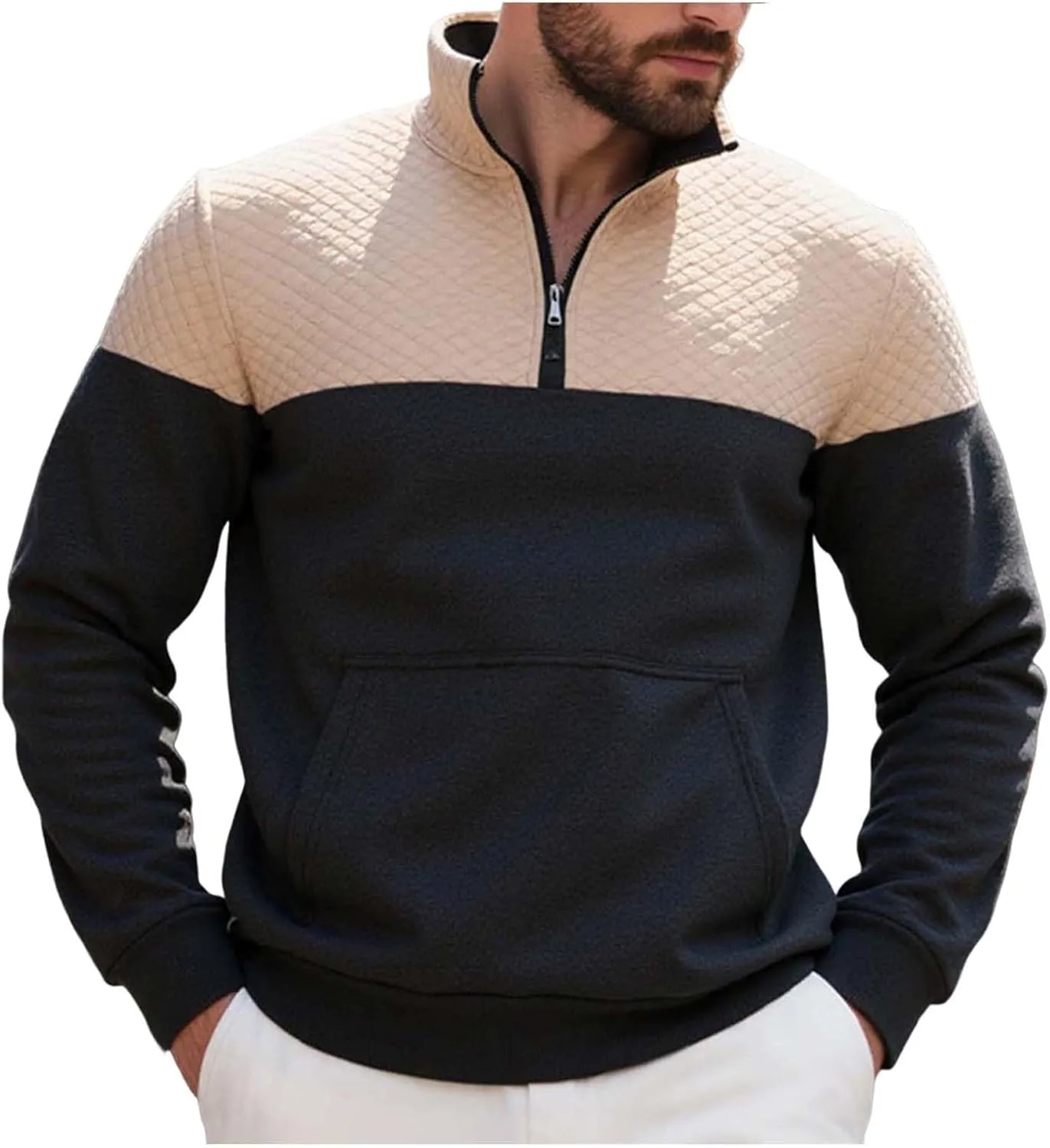 

Толстовка с воротником стойкой и карманом, мужская, Big and Tall, Slim Fit