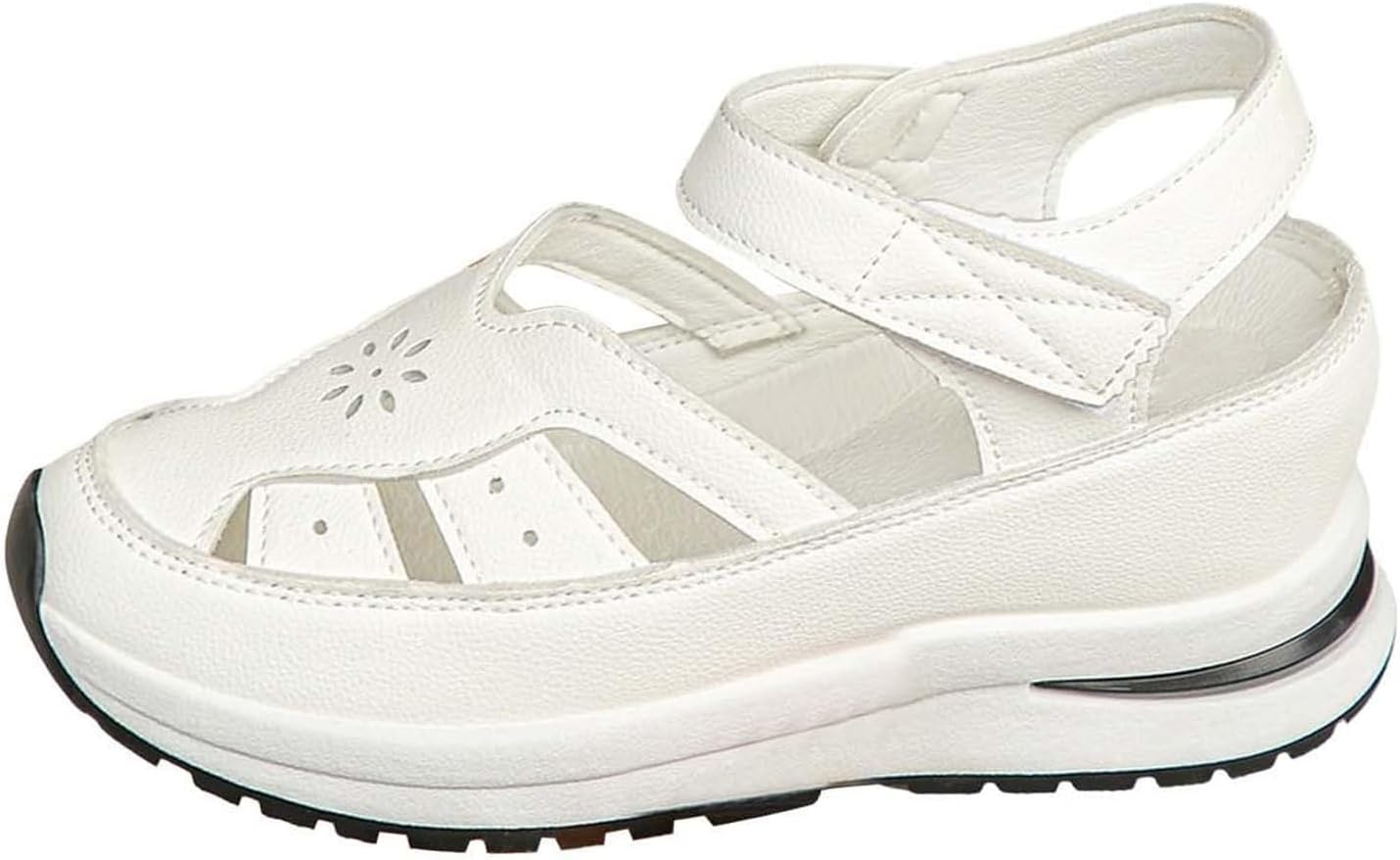 

Женские сандалии с полой высотой, дышащие платформенные танкетки, кожаные сандалии с закрытым носком, удобные повседневные римские сандалии, туфли с толстой подошвой с увеличением роста, стильная нарядная деловая обувь 2025 года Generic, белый