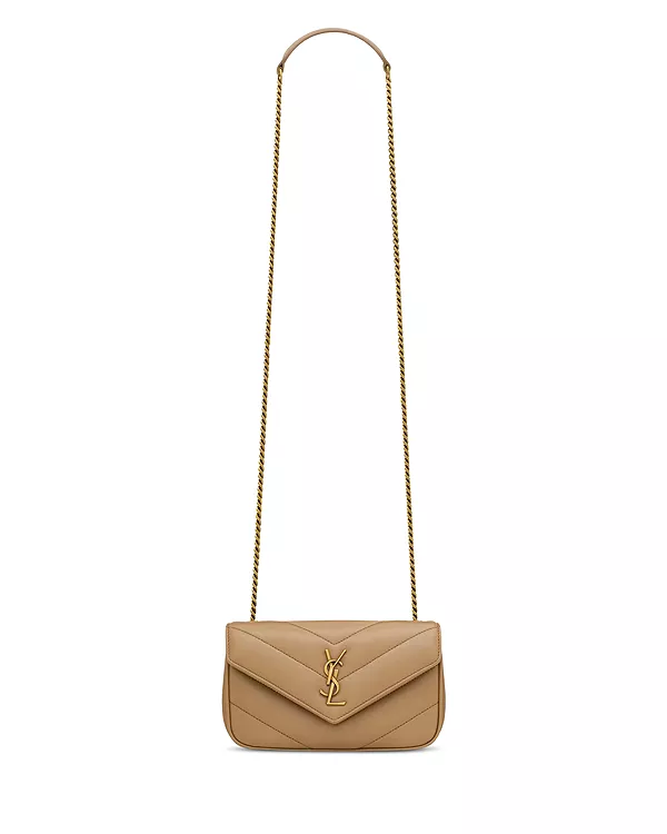 Мини-Сумочка Loulou из овечьей кожи Saint Laurent, коричневый