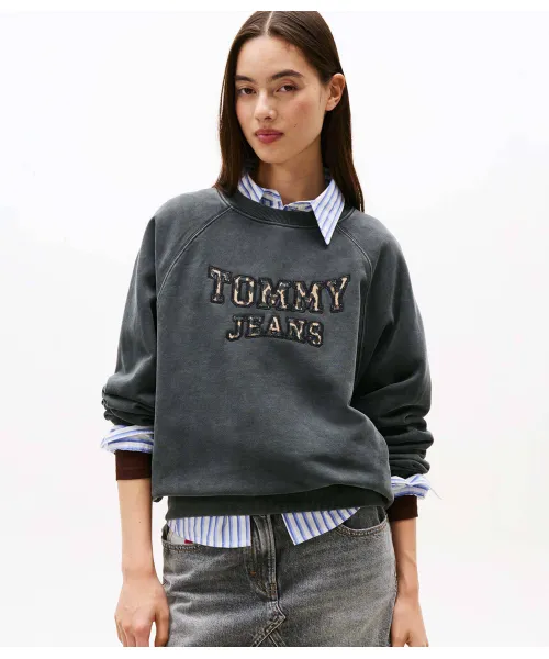 

Толстовка университетской команды с леопардовым принтом Loose fit Tommy Jeans, серый
