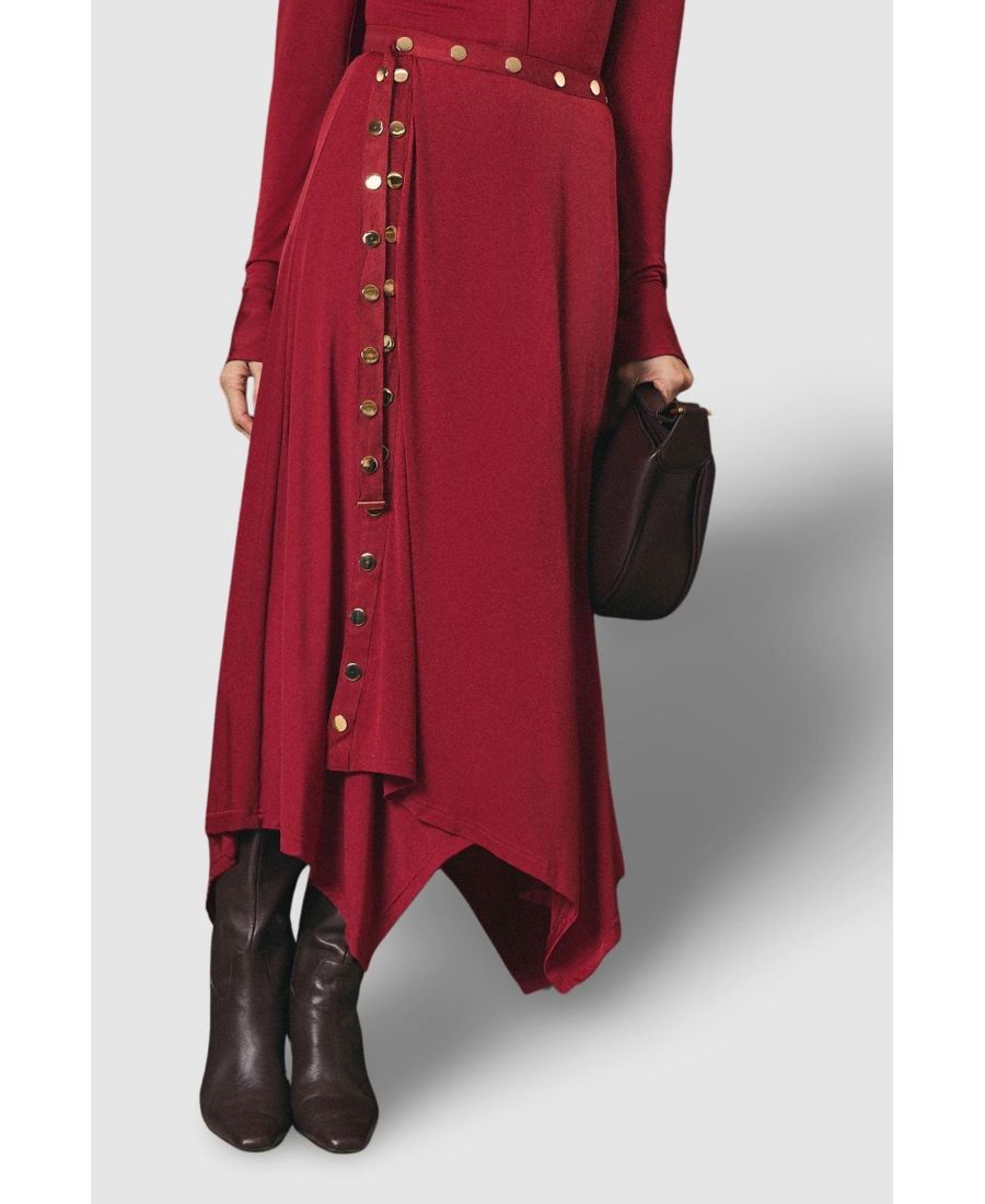 

Женская макси-юбка из крепа с ажурным краем и перфорацией Karen Millen, Burgundy