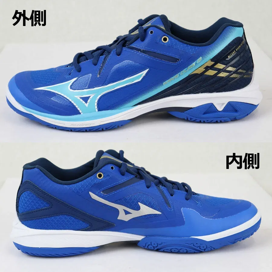 Унисекс кроссовки для бадминтона «Wave Claw 3 FIT» от Mizuno, 01 Blue X White X Navy — фото 3