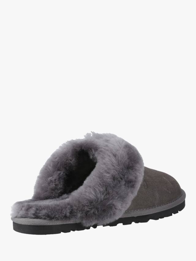 Саманта замшевые тапочки-мулесы с овчиной на воротнике Hush Puppies, Grey — фото 3