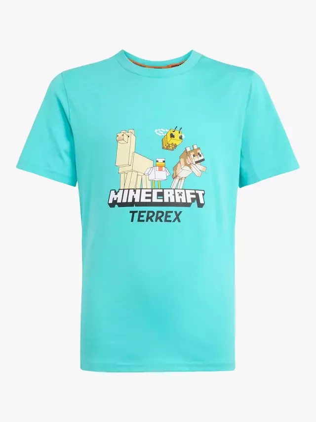 Детская хлопковая футболка addias Minecraft Terrex с коротким рукавом, цвет Semi Mint Rush adidas — фото 4