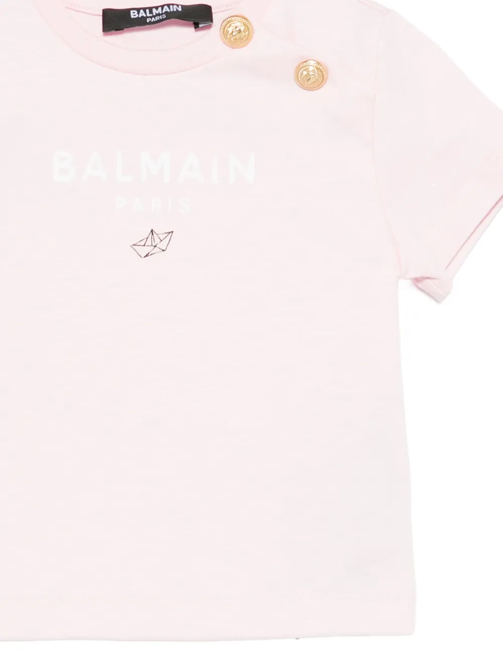 Футболка с декоративными пуговицами Balmain Kids, розовый — фото 3