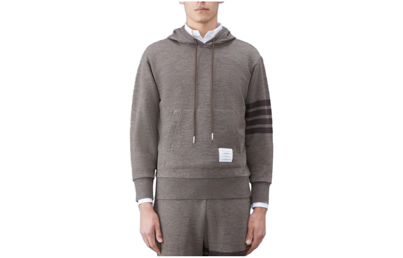 

Толстовка с капюшоном в рубчик с деталями Thom E Stripe THOM BROWNE, коричневый