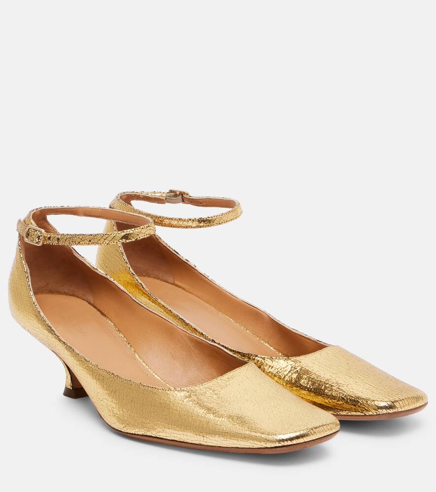 Туфли-лодочки Anna из металлизированной кожи Calvin Klein Collection, Gold
