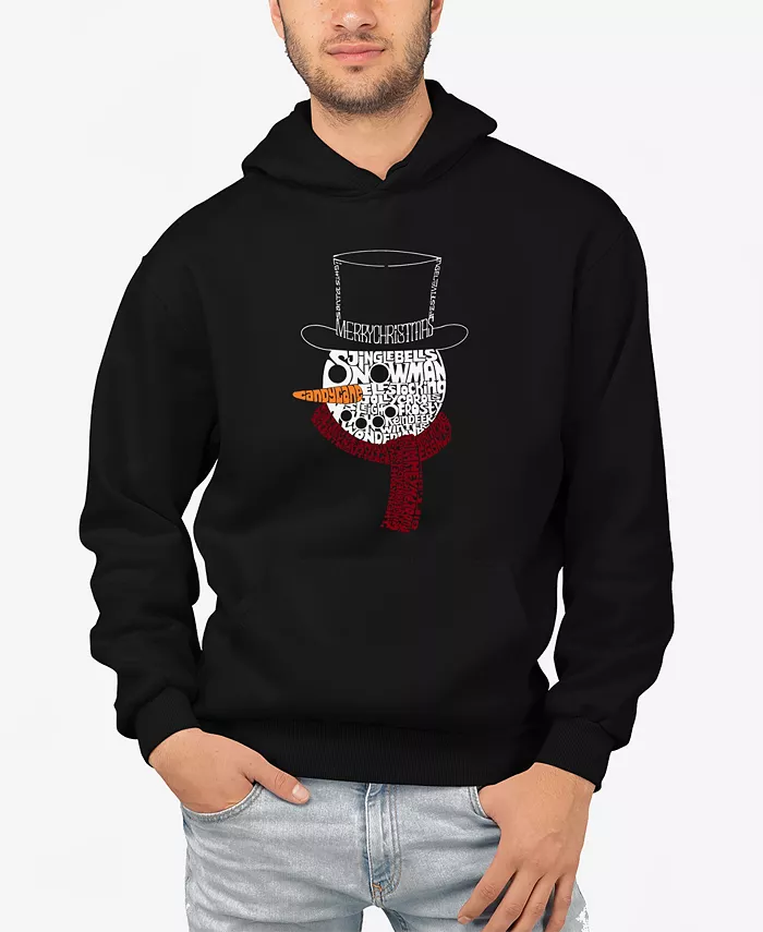 

Мужская толстовка с капюшоном "Snowman Face Word Art" LA Pop Art, черный