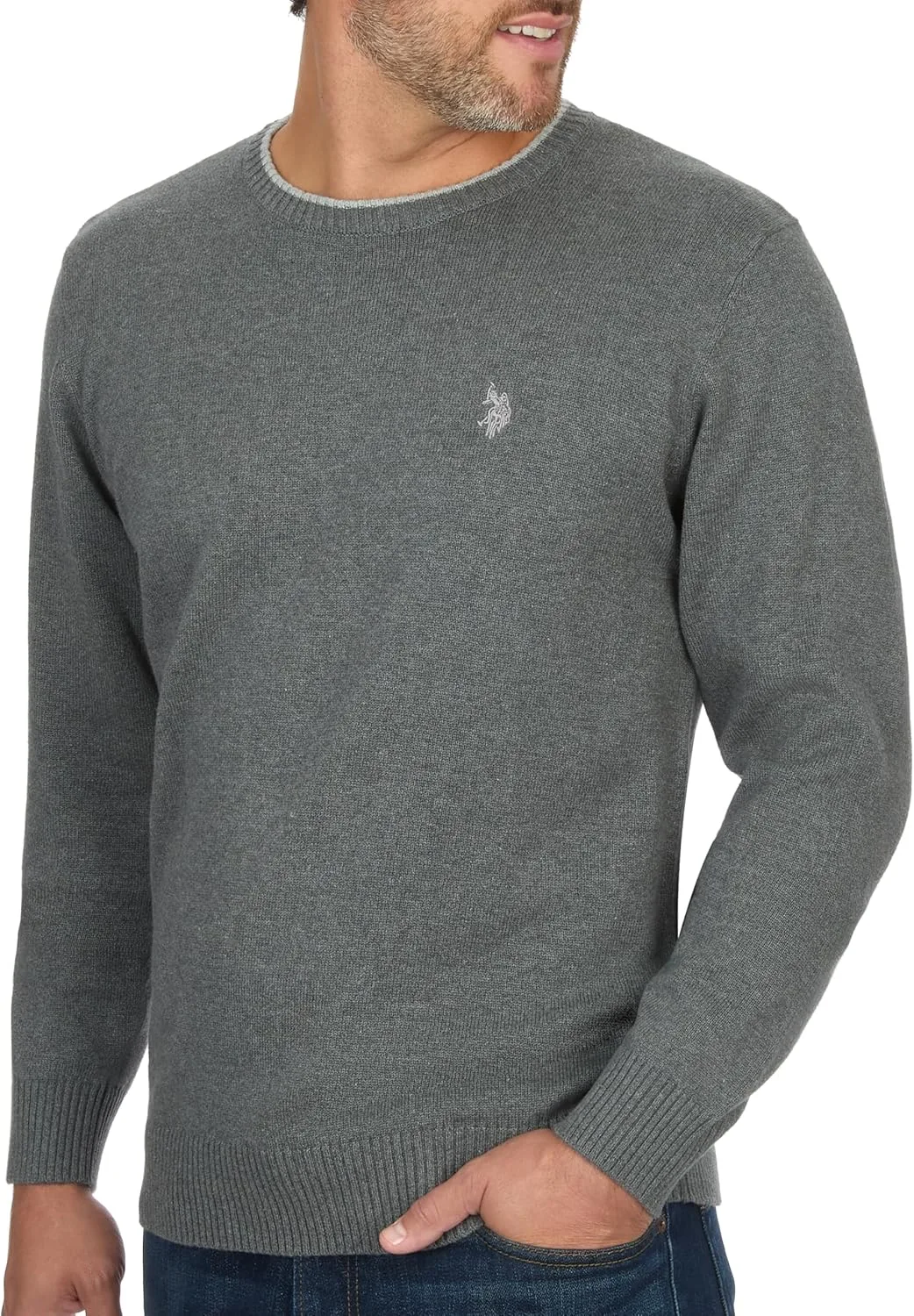 Свитер-пуловер U.S. Polo с круглым вырезом U.S. Polo Assn., Iron Heather — фото 2