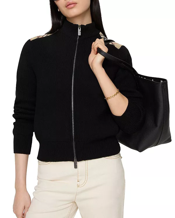 

Кардиган из шерсти и кашемира с клетчатым рисунком Burberry, черный