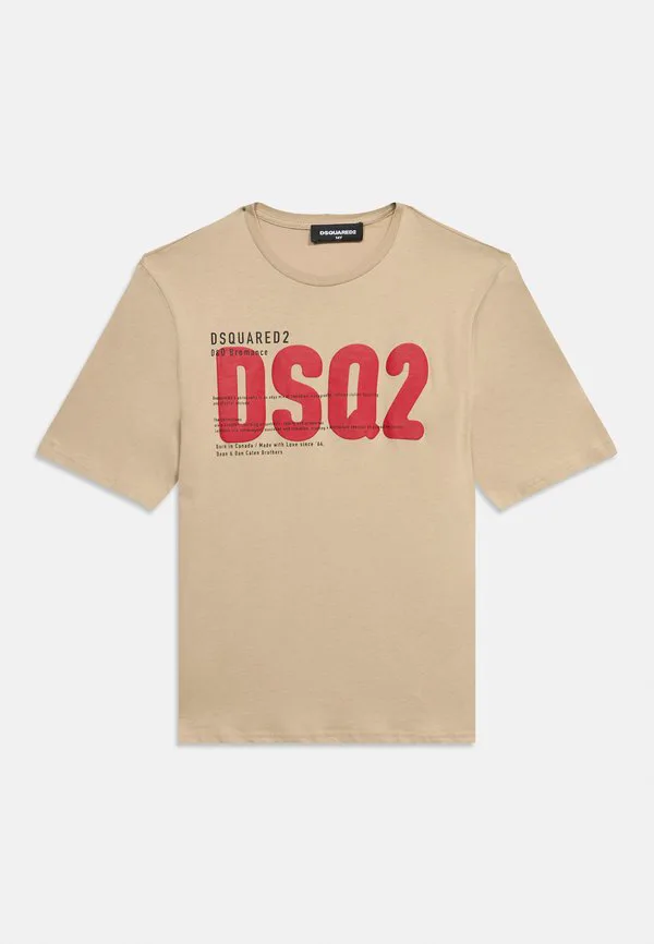 Свободная футболка унисекс с принтом Dsquared2, Beige — фото 3