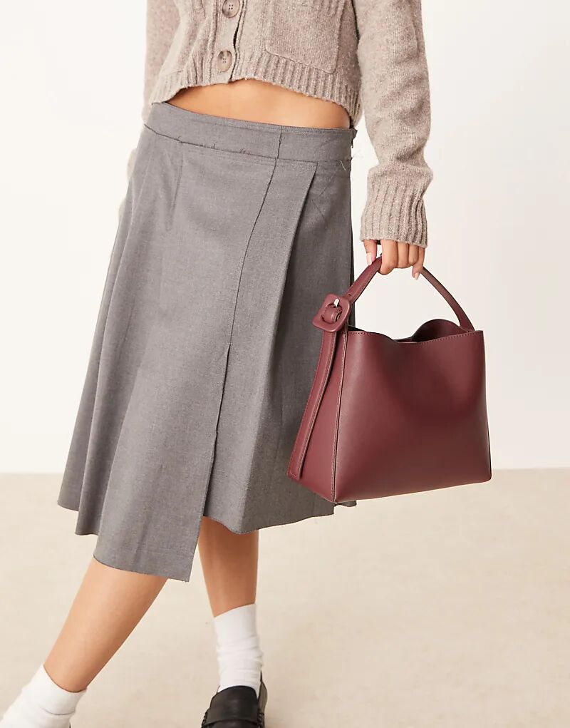 

Сумка через плечо Mango из искусственной кожи вишнево-красного цвета