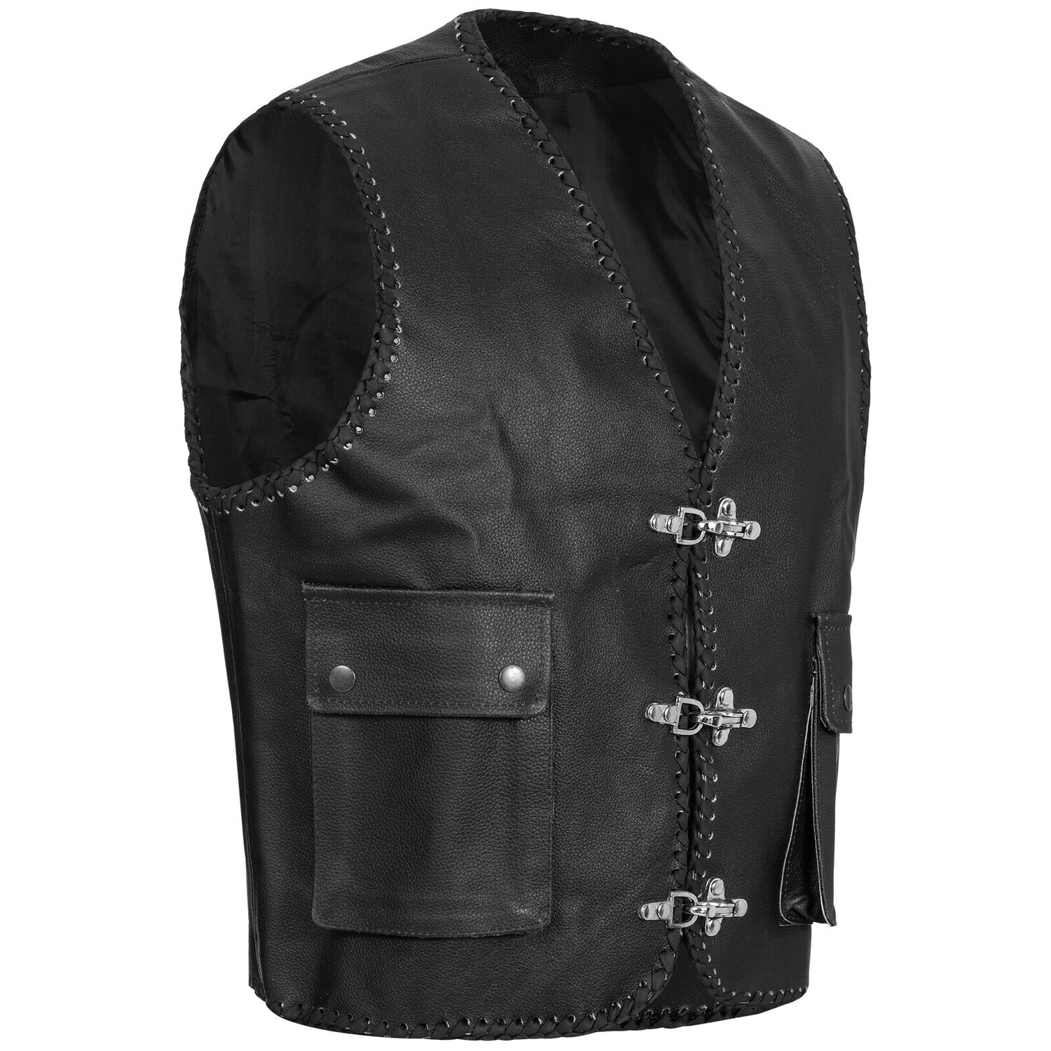 

Утепленный жилет PAULGOS Leder Biker Kutte Echtleder BW5, черный