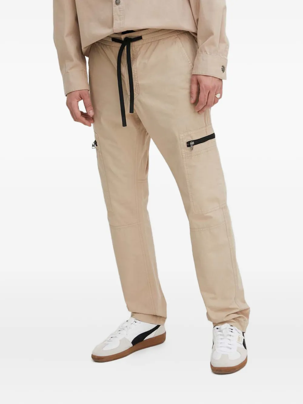 

Брюки с кулиской и карманами на молнии Hugo, светло-коричневый