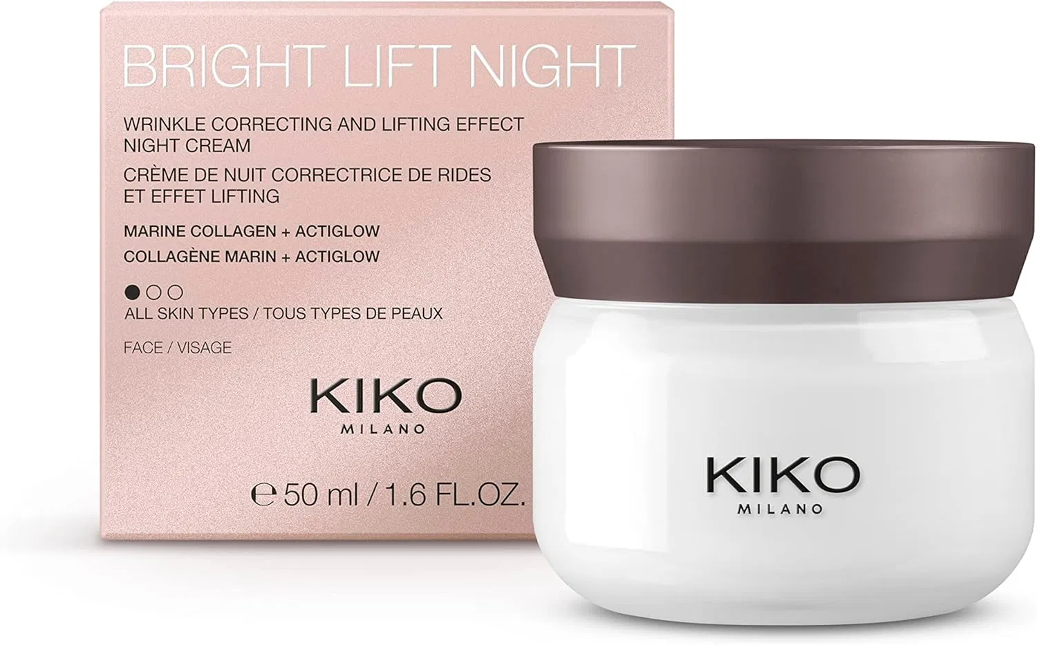 Крем для лица Kiko Milano — Ночной Bright Lift Night с морским коллагеном, 50 мл