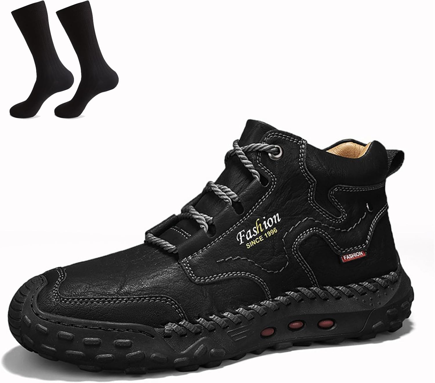 

Мужская обувь, мужские вручную сшитые туфли с комбинированным носком из коровьей кожи, повседневные туфли, широкие удобные кожаные ботинки Generic, черный