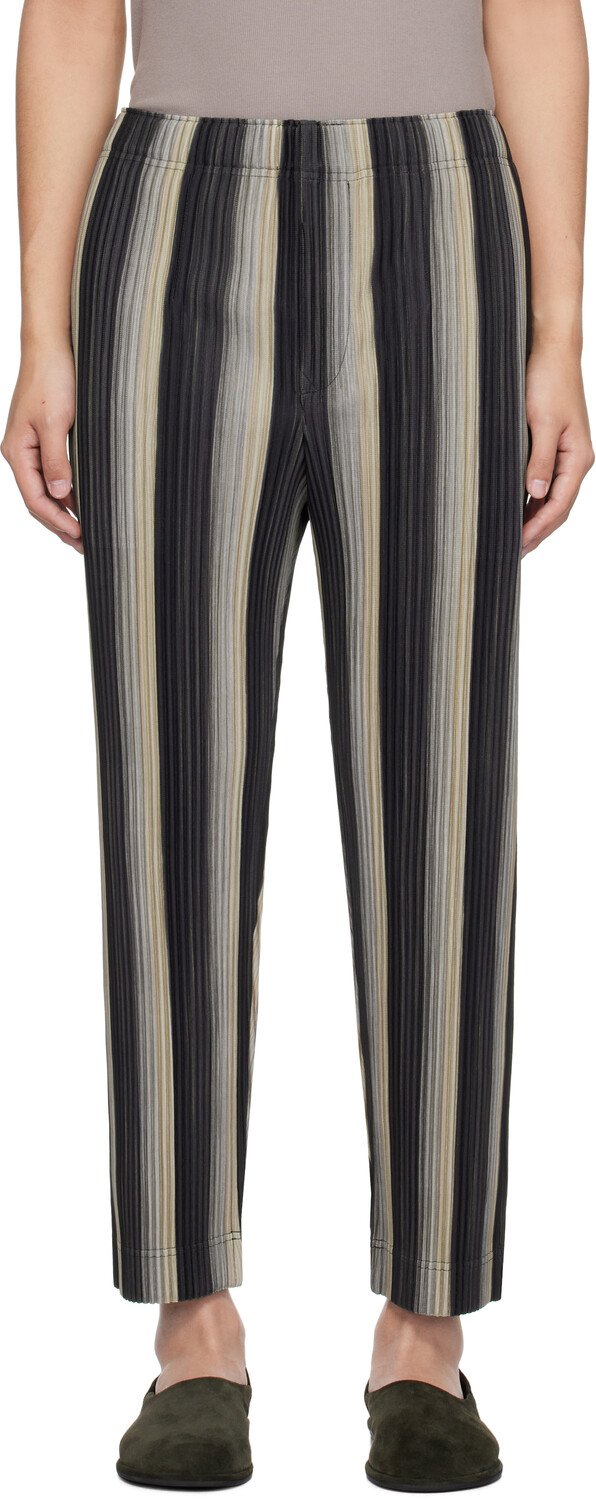 

Бежевые брюки Ronan Bouroullec Edition RB_Stripes 2 HOMME PLISSe ISSEY MIYAKE