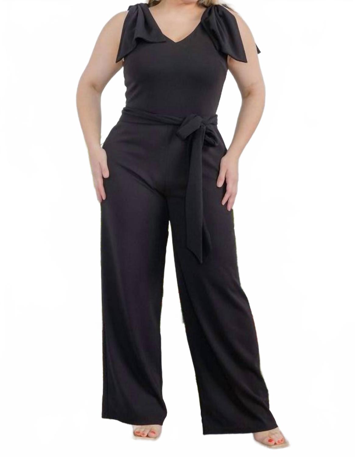 

Черный комбинезон без рукавов с бантом на плечах Karen T Design