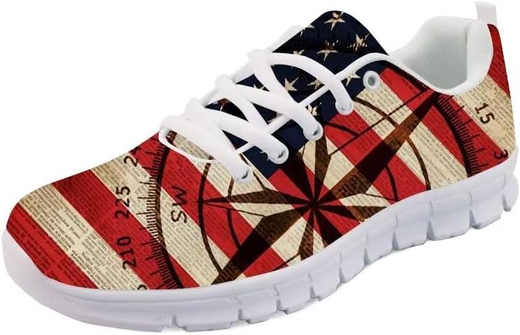 

Женские спортивные кроссовки Forchrinse с принтом американского флага и смелого орла, кроссовки для мужчин и женщин, обувь USA, президентская независимость, Vintage American Flag Compass