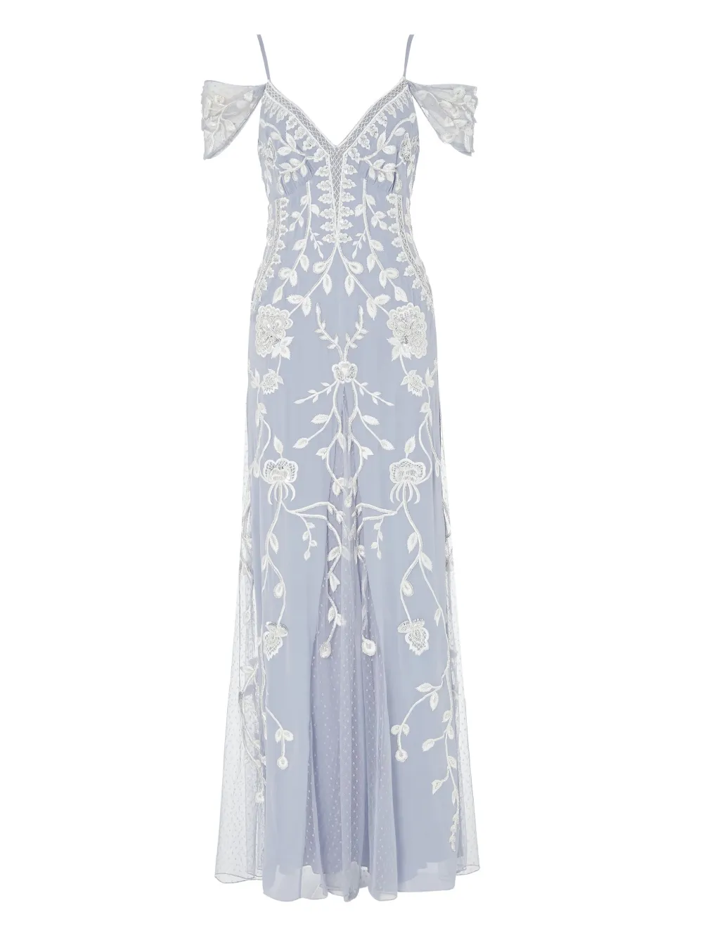 

Вечернее платье Lilly с открытыми плечами и вышивкой Temperley London, синий