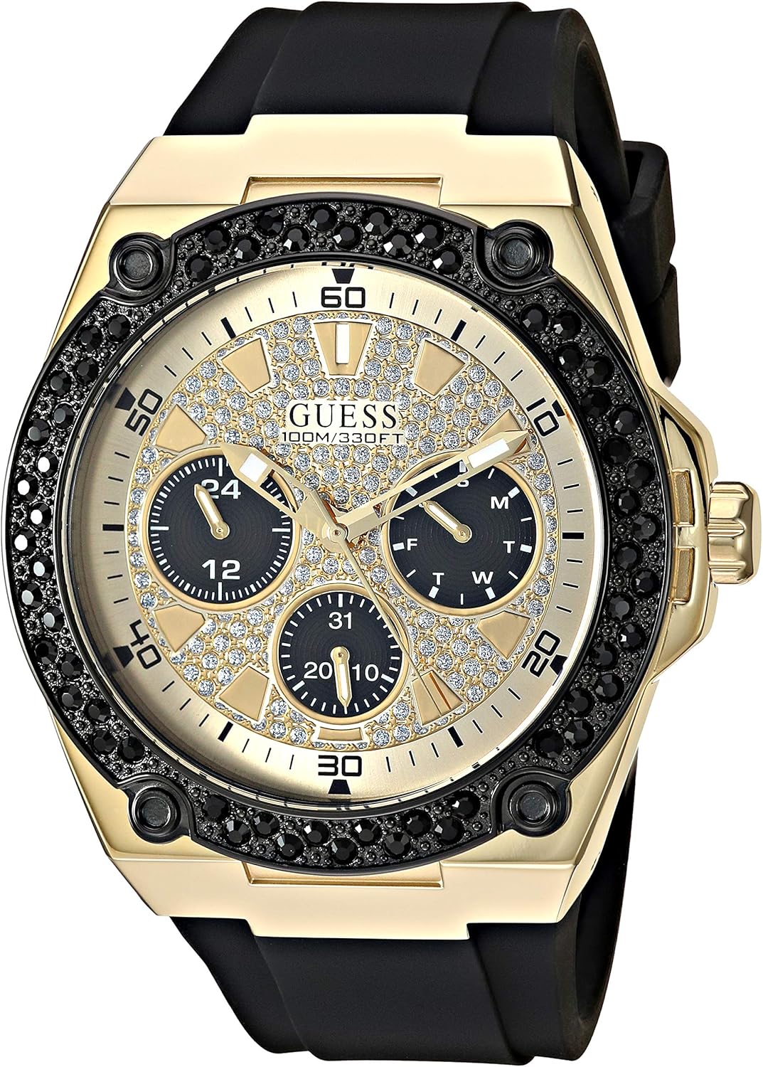 

GUESS мужские часы из нержавеющей стали с кварцевым механизмом, Black/Gold Tone/Gold