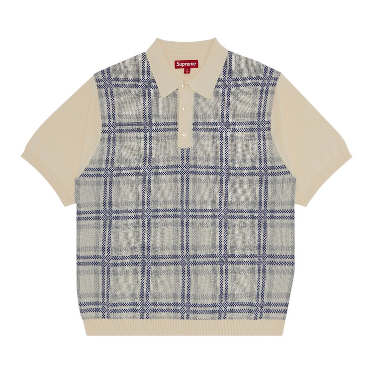 

Поло Supreme Plaid Knit Short-Sleeve Polo, белый, Серый, Поло Supreme Plaid Knit Short-Sleeve Polo, белый