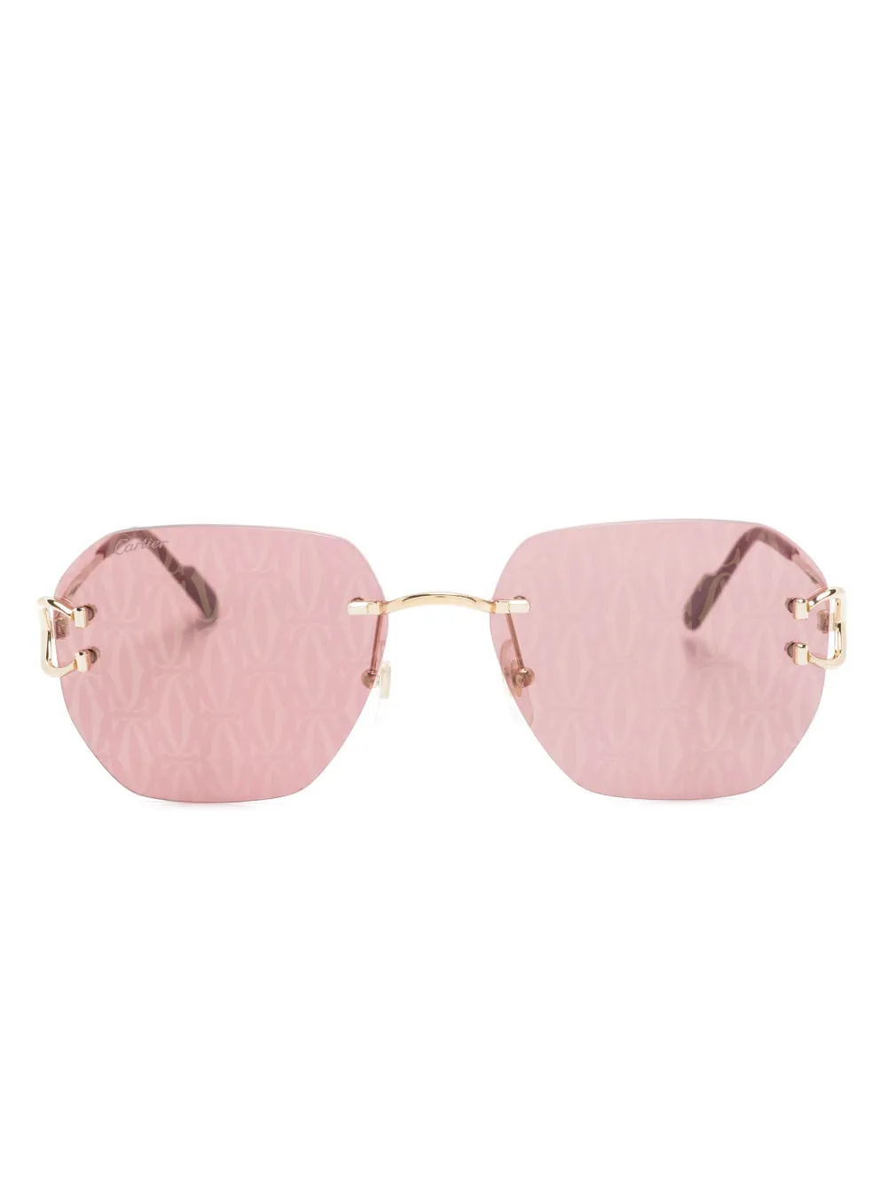 

Солнцезащитные очки в безободковой оправе с логотипом Cartier Eyewear, золотой