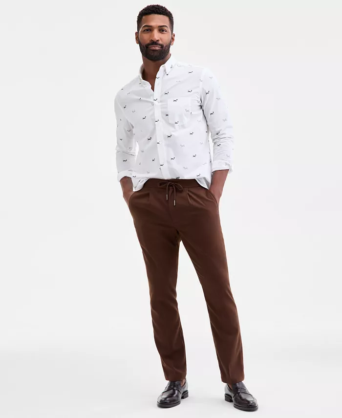 

Мужские клетчатые брюки на манжете с кулиской Club Room, коричневый