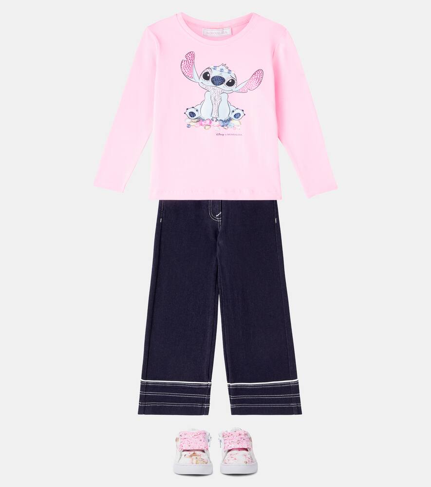 Топ из хлопкового джерси Disney Stitch Monnalisa, Rosa Fairytale — фото 2