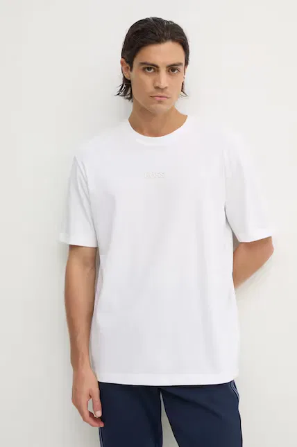 Футболка хлопковая Tee 10 BOSS Green, бежевый