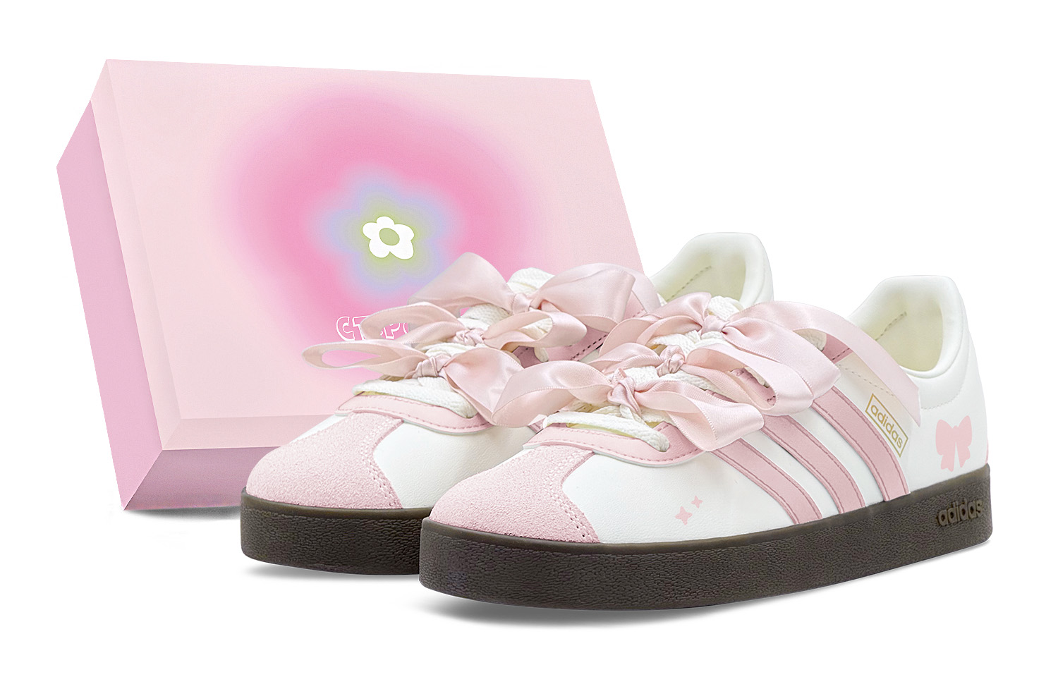 

VL COURT 20 Классический балет «Бабочка», нежный и милый стиль, девичий шарм, тонкая подошва, универсальные туфли на каждый день Adidas, розовый