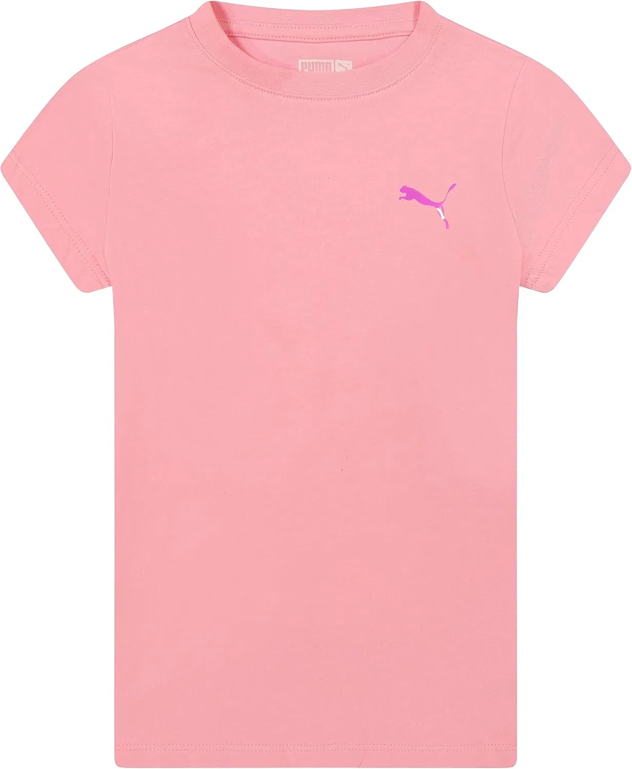 Детская футболка Puma с коротким рукавом и круглым вырезом, с логотипом Core Logo, мягкая и легкая, Pale Pink