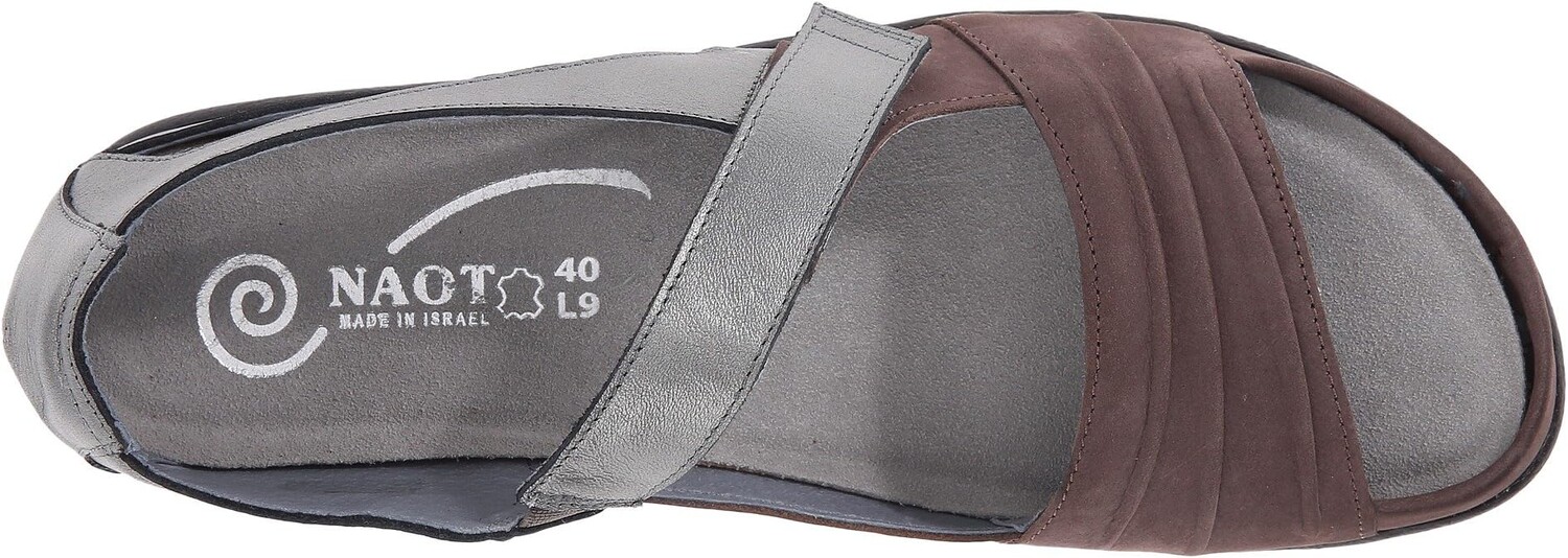 Сандалии на плоской подошве Papaki Naot, цвет Shiitake Nubuck/Sterling Leather — фото 2