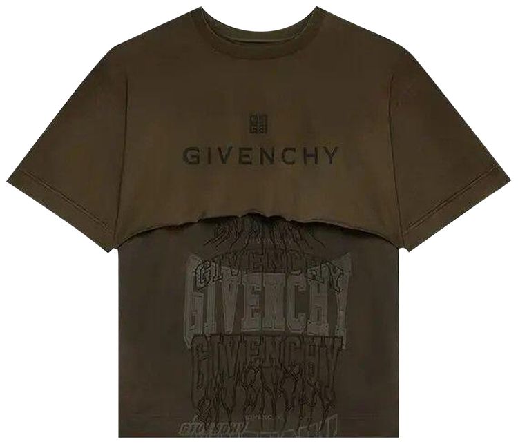 

Футболка Givenchy Layered Graphic T-Shirt 'Military Green', зеленый