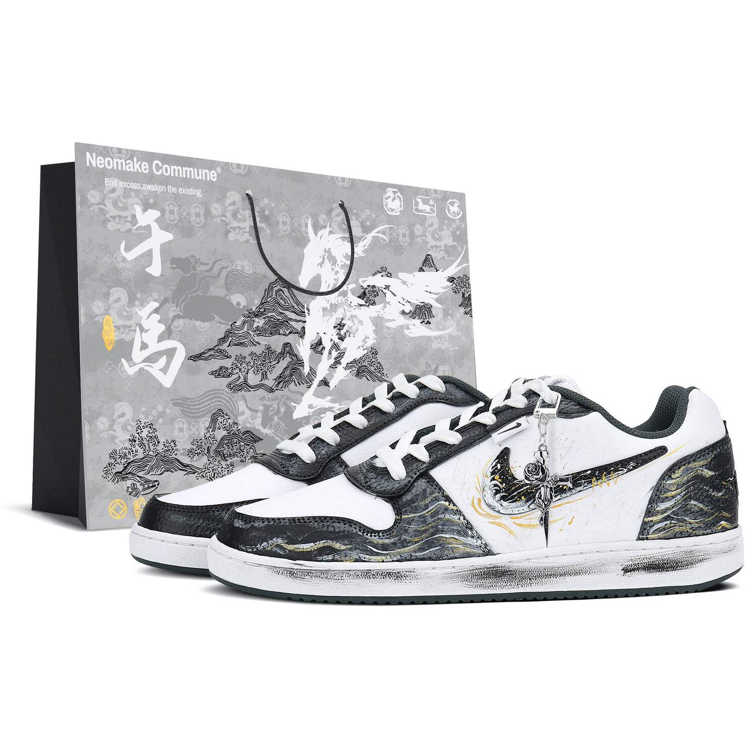 

Nike EBERNON Кроссовки для скейтбординга мужские низкие черные с кожаной амортизацией и износостойкостью