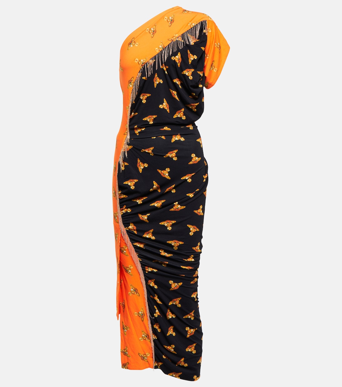 

Платье миди на одно плечо с принтом Vivienne Westwood, Black Orange