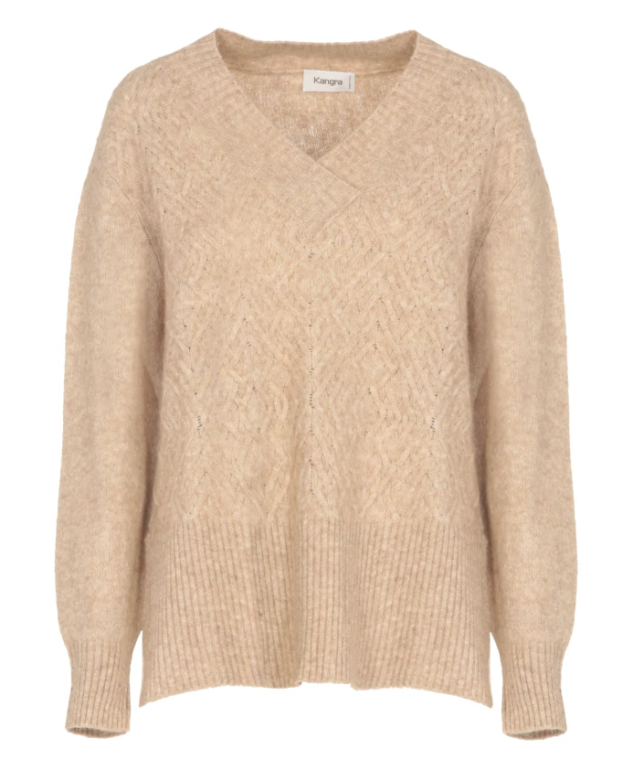 

Бежевый кашемировый хлопковый свитер из альпаки для женщин Kangra, бежевый