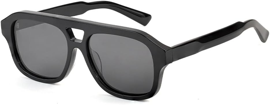 

Солнцезащитные очки из ацетата для мужчин, ретро, ​​поляризованные, с плоской верхней частью и двойной перемычкой, женские солнцезащитные очки для вечеринок и вождения WNCKSQ, C01 Black