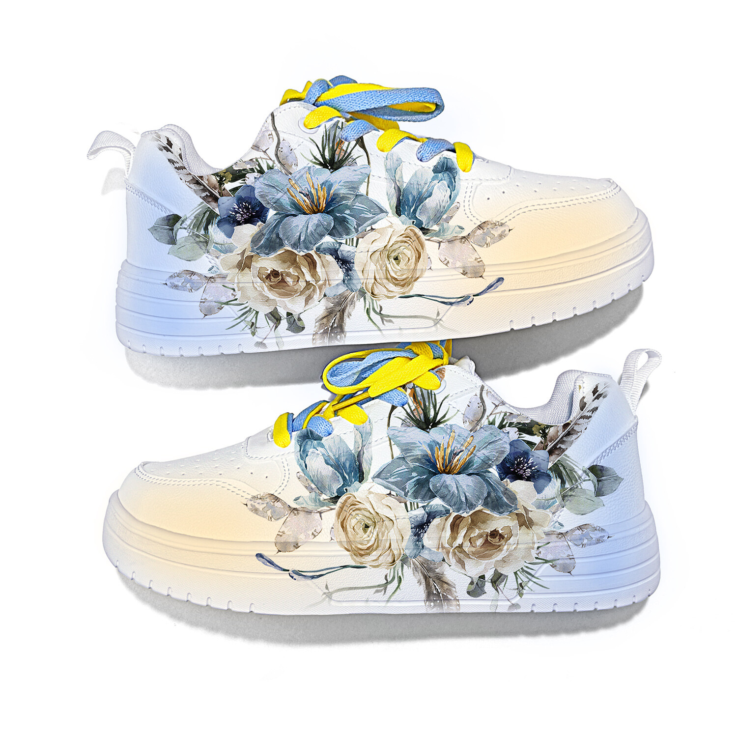 Кеды, обувь для скейтборда унисекс с низким верхом Cold Cicadas Yesterday, цвет White yellow blue-ZLA3003D — фото 2