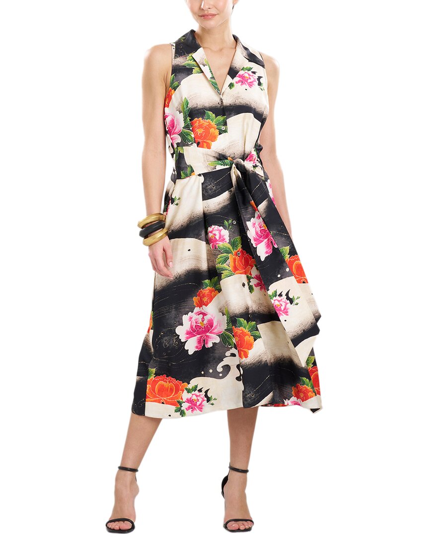 

Платье-рубашка Natori Halter из смесового шелка, черный/мультиколор