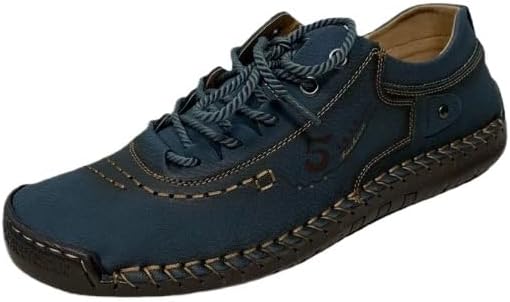 

Мужские слипоны из кожи Hhhchpm - легкие полуботинки средней высоты для прогулок и вождения, синий