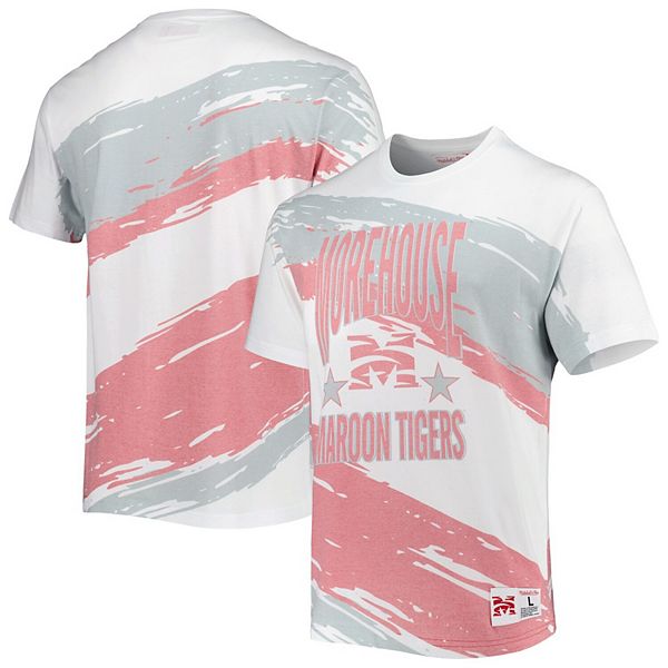 

Мужская белая футболка morehouse maroon tigers paintbrush sublimated Mitchell & Ness