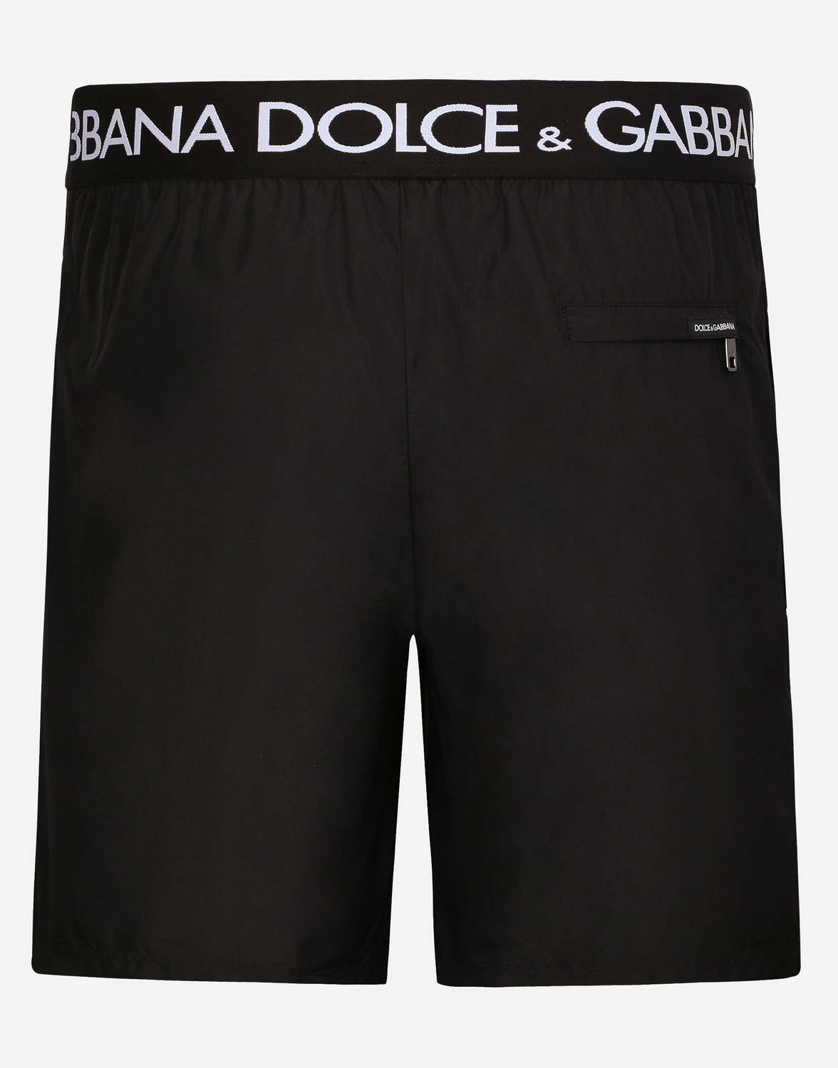Плавательные шорты средней длины с фирменным поясом Dolce & Gabbana, черный — фото 2