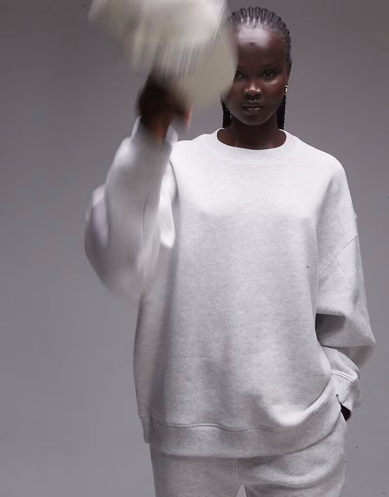 

Толстовка премиум-класса с отделкой швов серого меланжевого цвета Topshop